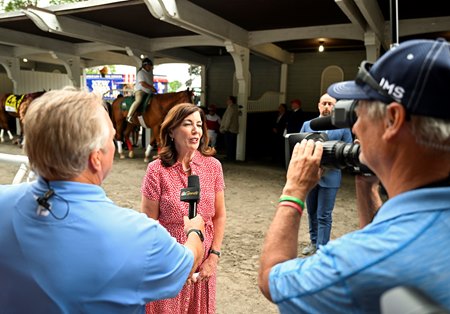 New York Gov. Kathy Hochul in 2022 at Belmont Park