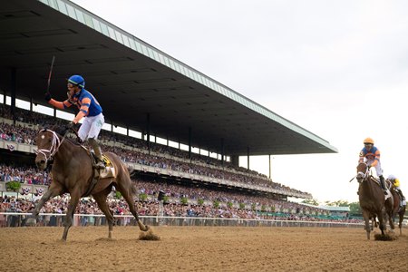 Mo Donegal defeats Nest in the Belmont Stakes at Belmont Park
