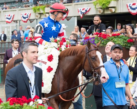 Jack Christopher after winning the Woody Stephens Stakes at Belmont Park