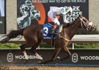 Jockey Rafael Hernandez guides Moira to victory in the $500,000 Woodbine Oaks. Owned by X-Men Racing LLC, Madaket Stable LLC and SF Racing LLC and trained by Kevin Attard.