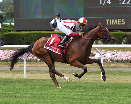McKulick wins the Belmont Oaks Invitational Stakes at Belmont Park