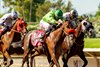 Vegas Magic with jockey Frank Alvarado win the Everett Nevin Stakes $75,000 Guaranteed with a time of 1:05.39 Saturday, July 9, 2022 at Pleasanton. Trained by Doug F. O&#39;Neill.