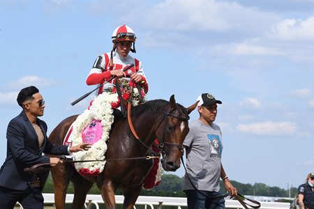 McKulick after winning the Belmont Oaks Invitational at Belmont Park