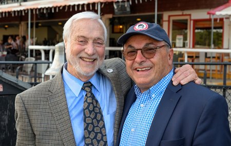 Dr. Lynwood O’Cain (left) and Tom Gallo at Saratoga Race Course 