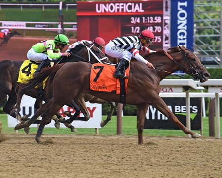 Tarabi wins the Wilton Stakes at Saratoga Race Course