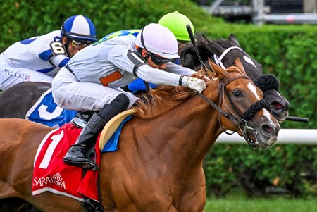 Golden Rocket gets up to win the NYSSS Statue of Liberty at Saratoga Race Course