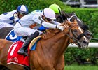 Golden Rocket ridden by jockey Jose Gomez rockets past the competition to win the 20th running of The New York Stallion Series “Statue of Liberty Division at the Saratoga Race Course Wednesday Aug, 17 2022 in Saratoga Springs N.Y.  