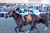 Scaramouche #14 with John Velazquez riding won the $300,000 Grade II Gallant Bob Stakes at Parx Racing in Bensalem, Pennsylvania on September 24, 2022. Photo By Bill Denver/EQUI-PHOTO