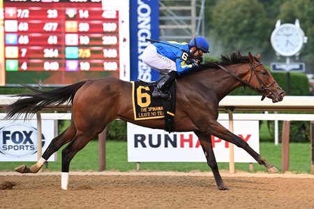 Leave No Trace soars clear in the Spinaway Stakes at Saratoga Race Course