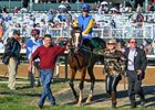 On right, owner Susan Moulton and trainer Wayne Catalano.
Andthewinneris with Flavien Prat wins The Castle &amp; Key Bourbon (G2) at Keeneland, Lexington, Kentucky on October 9, 2022