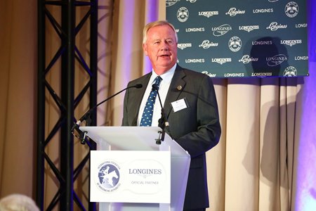 Stuart Janney III, chairman of The Jockey Club, talks about HISA during the 56th International Conference of Horseracing Authorities Oct. 3 in Paris