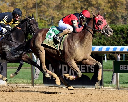 Double Crown rallies past Baby Yoda to win the Kelso Handicap at Aqueduct Racetrack