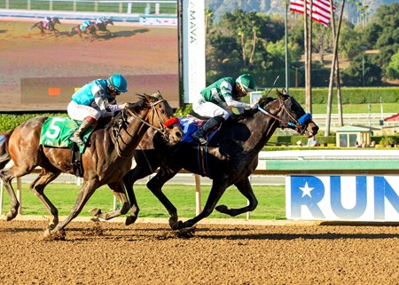 Heywoods Beach defeats Win the Day in the 1 1/2-mile Tokyo City Cup at Santa Anita