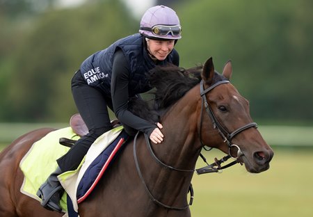 Rosie Margarson and Bean gallop up Long Hill at Newmarket