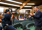 Pictured: Scott Hazelton with FanDuel TV. Flightline interest sold for $4.6 million to Freddy Seitz with Brookdale representing an undisclosed buyer at the Keeneland November Breeding Stock Sale in Lexington, KY on November 7, 2022. Flightline is retired to Lane’s End Farm.