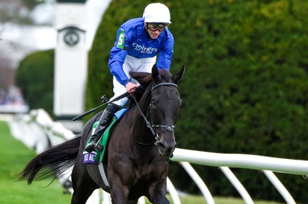 Rebel's Romance gallops out under James Doyle after winning the 2022 Breeders' Cup Turf at Keeneland