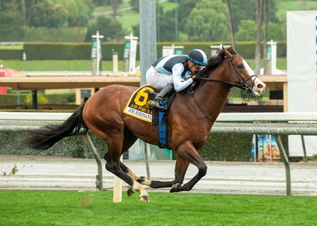 Air Force Red wins the 2022 Joe Hernandez Stakes at Santa Anita Park