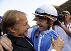 Freddie Head and Olivier Peslier celebrate after Goldikova&#39;s win in the 2009 Breeders&#39; Cup Mile