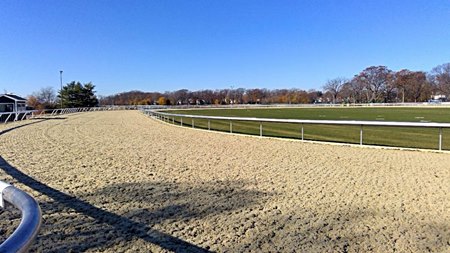 The renovated pony track at Belmont Park with a synthetic Tapeta surface