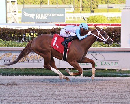 Lightening Larry scores a frontrunning triumph in the Sunshine Sprint at Gulfstream Park