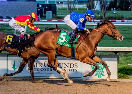 Pretty Mischievous bests Miracle in the Rachel Alexandra Stakes at Fair Grounds Race Course