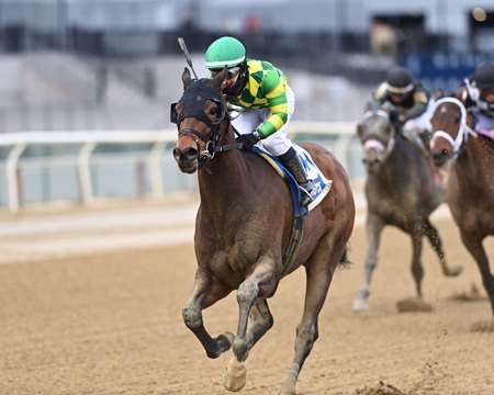 Repo Rocks draws away to win the Stymie Stakes at Aqueduct Racetrack