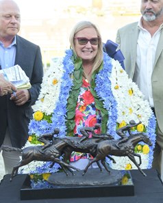 Mandy Pope after Tapit Trice's win in the 2023 Tampa Bay Derby