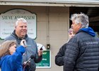 Steve Asmussen and media at his barn at Churchill Downs in Louisville, Ky., on May 1, 2023. 




