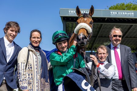 Tahiyra and her winning connections after the One Thousand Guineas at the Curragh