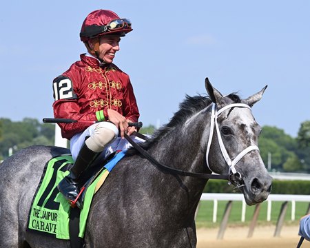 Caravel after her victory in the Jaipur Stakes at Belmont Park
