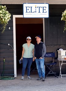 Liz Crow and Brad Weisbord in Barn 8 at Fasig-Tipton