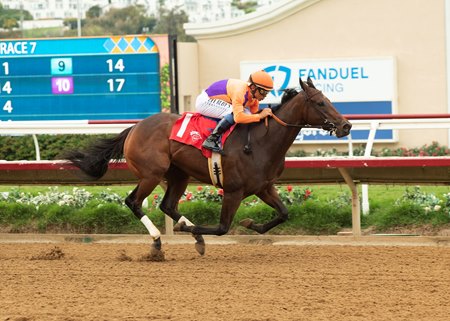 Tamara, ridden by Mike Smith, breaks her maiden Aug. 19 at Del Mar