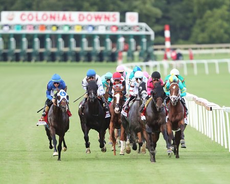 The 2023 Arlington Million field thunders down the Colonial Downs Stretch