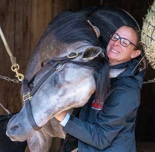 Belmont Stakes winner Arcangelo with trainer Jena Antonucci