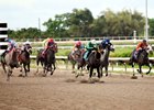 Belleza Celestial (far left) wins the 2023 Clasico Puerto Rico Futurity at Hipódromo Camarero