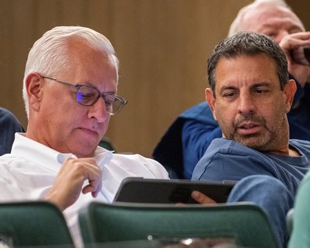 Mike Repole, right, with trainer Todd Pletcher at the Keeneland September Yearling Sale