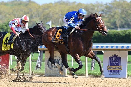 Cody's Wish wins the Vosburgh Stakes at Belmont at the Big A
