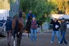 Dr. Dionne Benson doing a vet exam. 
Training at Santa Anita Park as horses prepare for the Breeders’ Cup on Oct. 30, 2023.  





