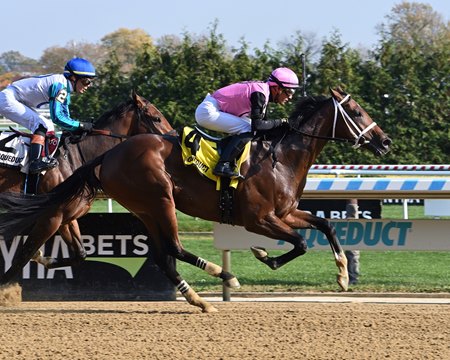 Where's Chris outfinishes Book'em Danno in the one-mile Nashua Stakes at Aqueduct Racetrack