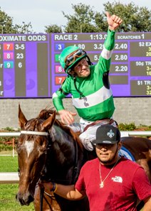 James Graham after winning his 3,000th race aboard Vortex at Fair Grounds Race Course & Slots