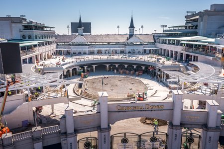 Construction continues on the new paddock at Churchill Downs which is scheduled to be completed in time for this year's Kentucky Derby week