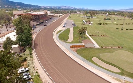 The grandstand at the Alameda County Fair Grounds