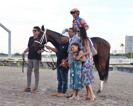 Fierceness enters the winner's circle at Gulfstream Park following his Florida Derby victory