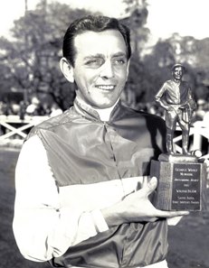 Walter Blum with his 1965 George Woolf Memorial Jockey Award