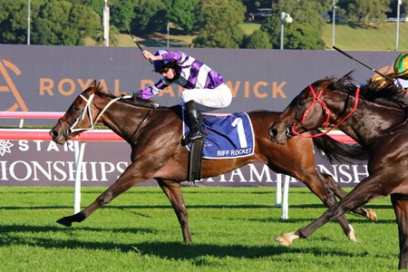 Riff Rocket win the Australian Derby at Randwick