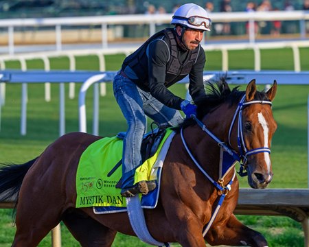 Mystik Dan trains ahead of the 2024 Kentucky Derby at Churchill Downs 