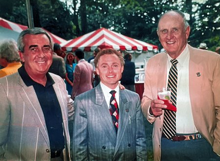 (L-R) John Hennegan with Hall of Fame rider Chris McCarron and Hall of Fame trainer Mack Miller at Saratoga Race Course