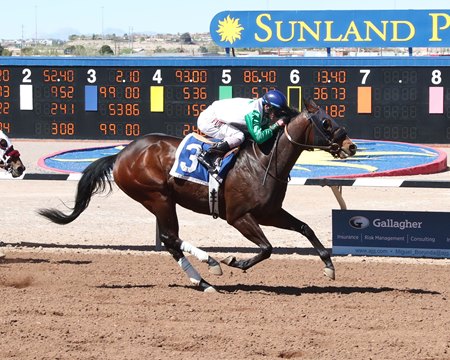 After finishing second in the Sunland Park Derby, Alotaluck won the Mine That Bird Derby at Sunland Park