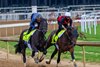(L-R): Domestic Product and Sierra Leone working
Morning training at Churchill Downs on April 27, 2024. . 

