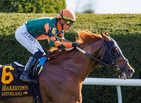 Arzak wins the Shakertown Stakes at Keeneland